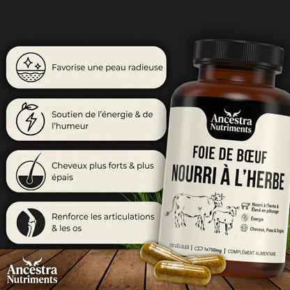 Gélules de foie de bœuf nourri à l’herbe