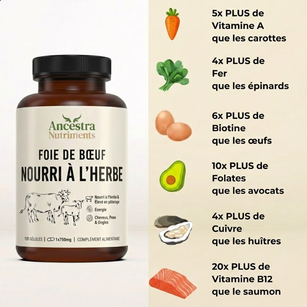 Gélules de foie de bœuf nourri à l’herbe